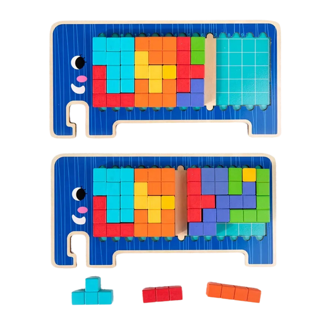 Tabla Dificultad Multijugador Tetris Elefante Madera 5 EN 1