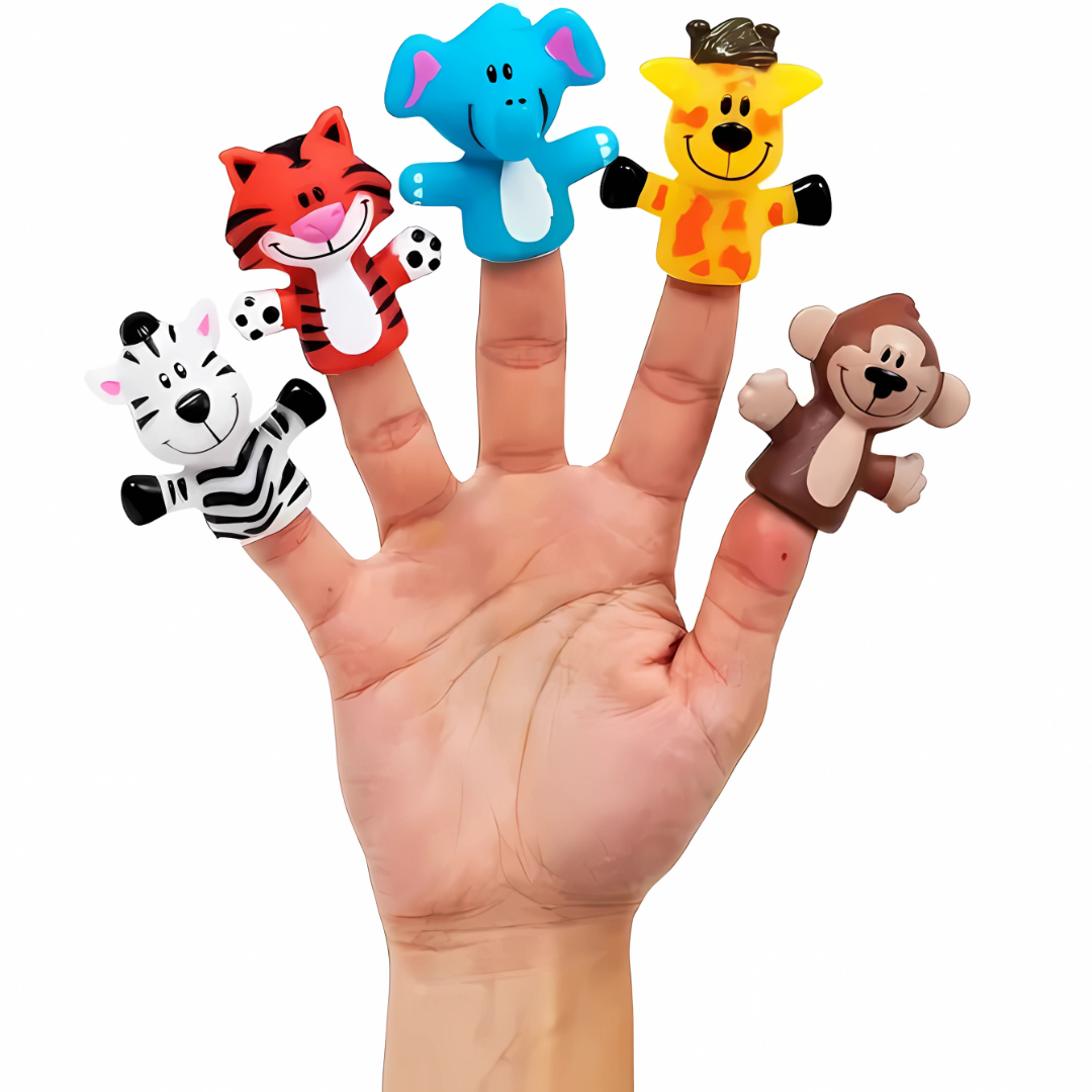 Titeres Animales Salvajes Coloridos Lindos Aprendizaje Niños Contar