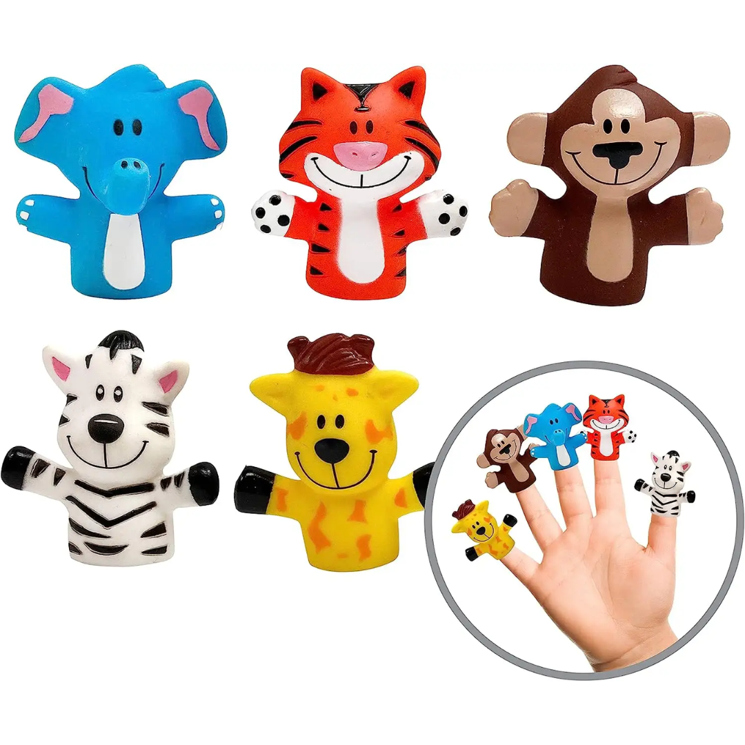 Titeres Animales Salvajes Coloridos Lindos Aprendizaje Niños Contar