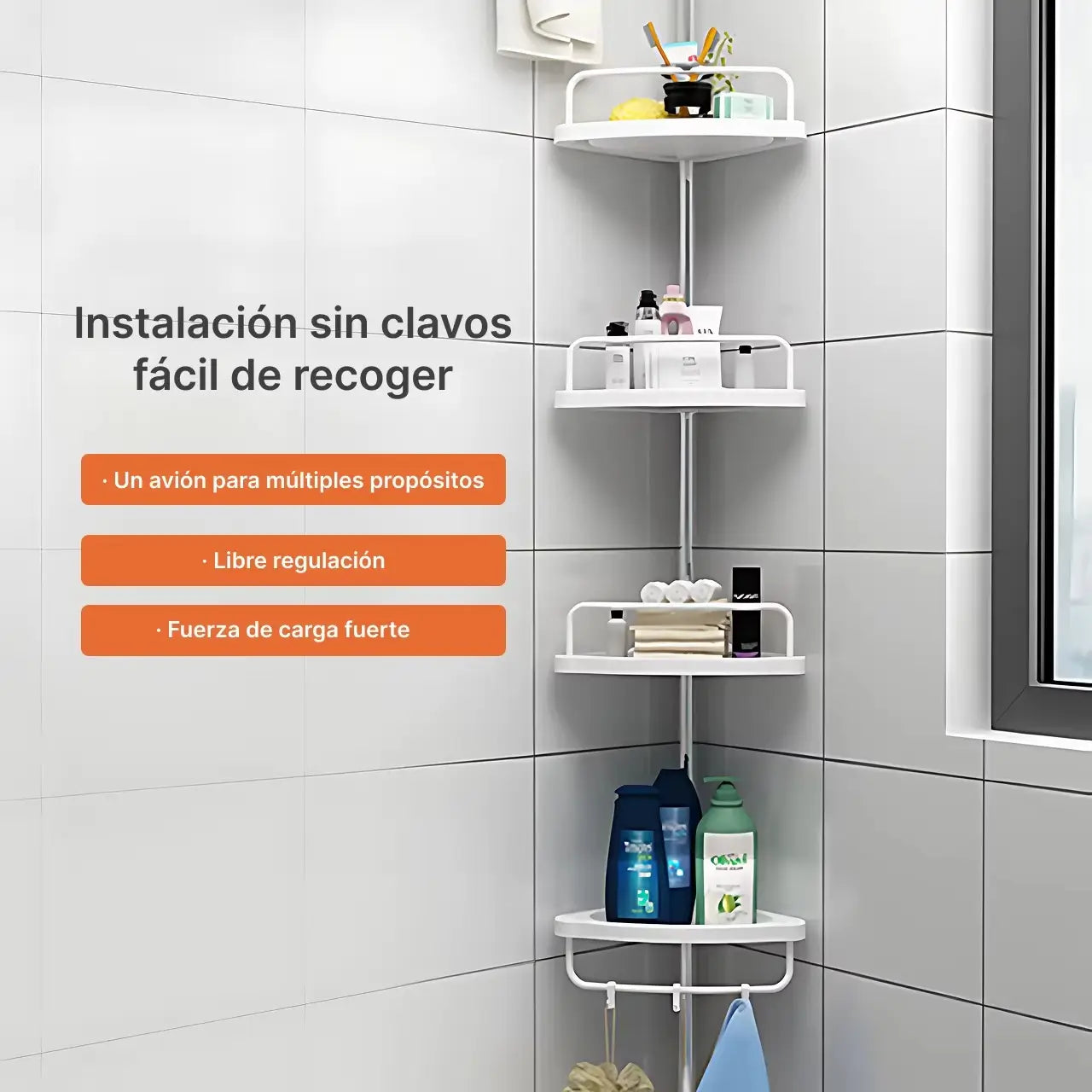 Estantería Esquinera de Baño Acero Inoxidable Diseño Elegante - 4 Niveles