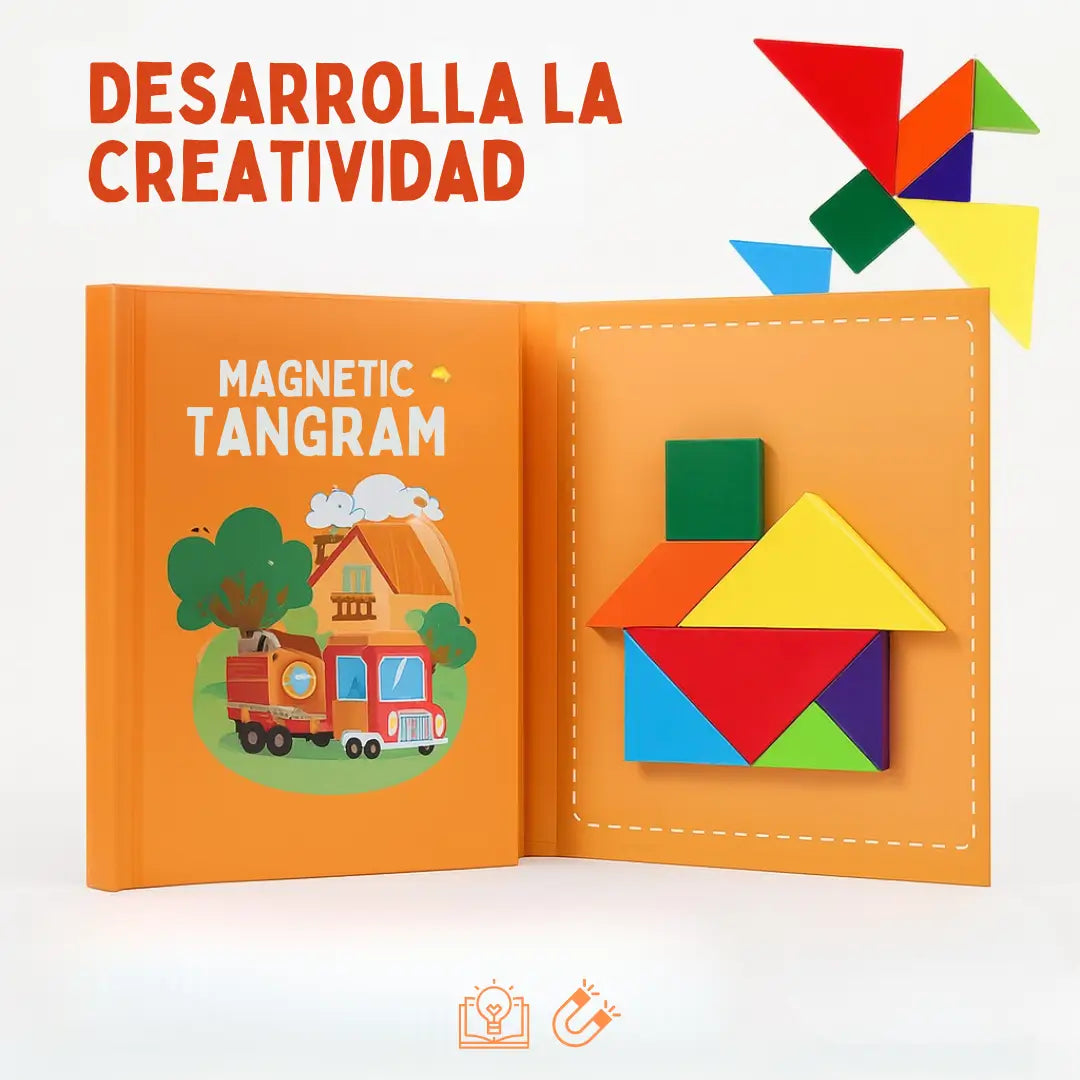 Libro Con Tangram Magnético Fichas Madera Varios Estilos