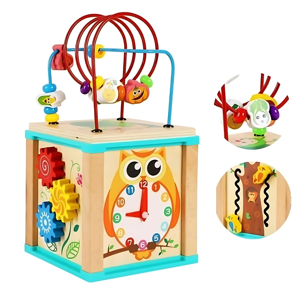 Cubo Multifuncional con Accesorios Sensorial Habilidades Motrices