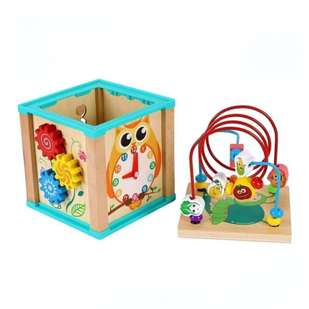 Cubo Multifuncional con Accesorios Sensorial Habilidades Motrices