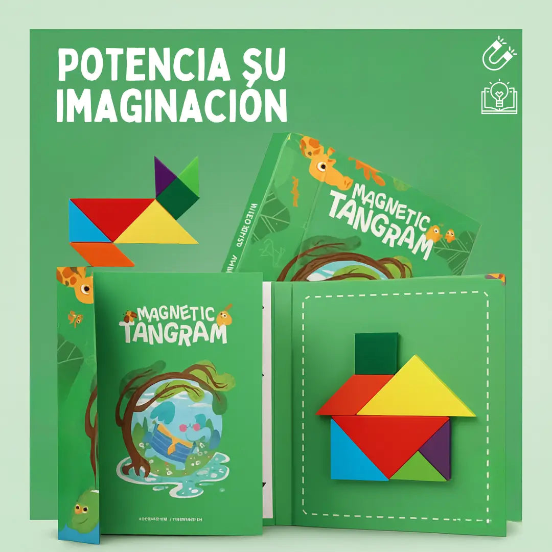 Libro Con Tangram Magnético Fichas Madera Varios Estilos