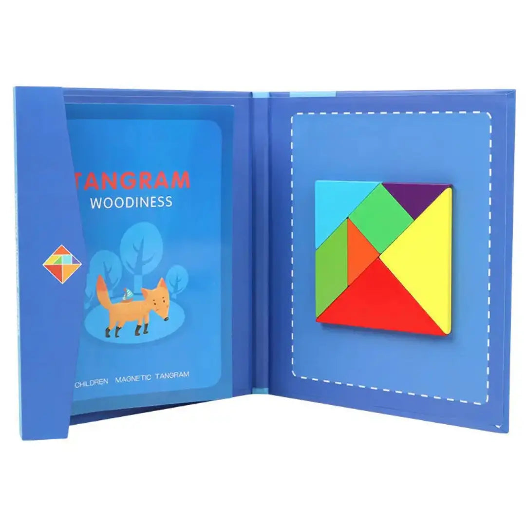 Libro Con Tangram Magnético Fichas Madera Varios Estilos