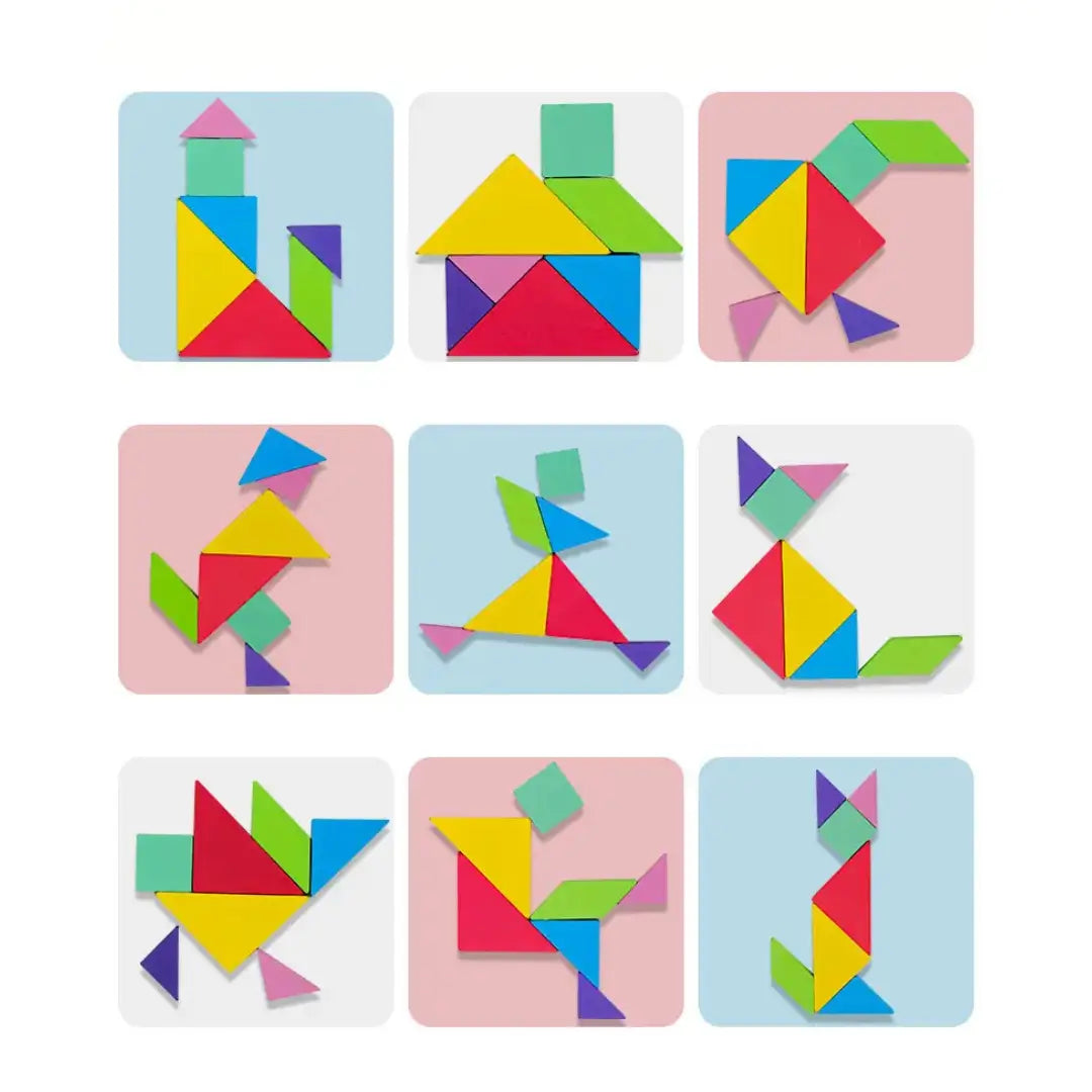 Libro Con Tangram Magnético Fichas Madera Varios Estilos