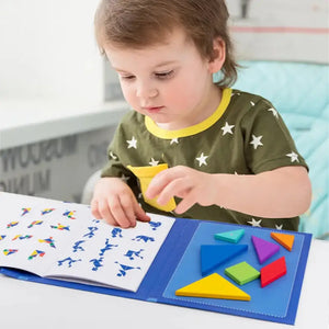 Libro Con Tangram Magnético Fichas Madera Varios Estilos