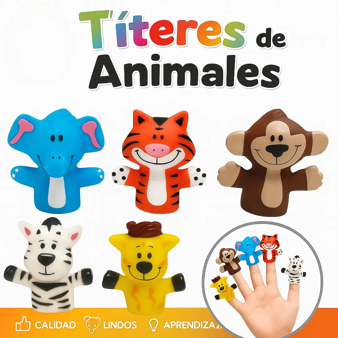 Titeres Animales Salvajes Coloridos Lindos Aprendizaje Niños Contar