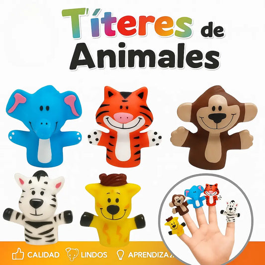 Titeres Animales Salvajes Coloridos Lindos Aprendizaje Niños Contar