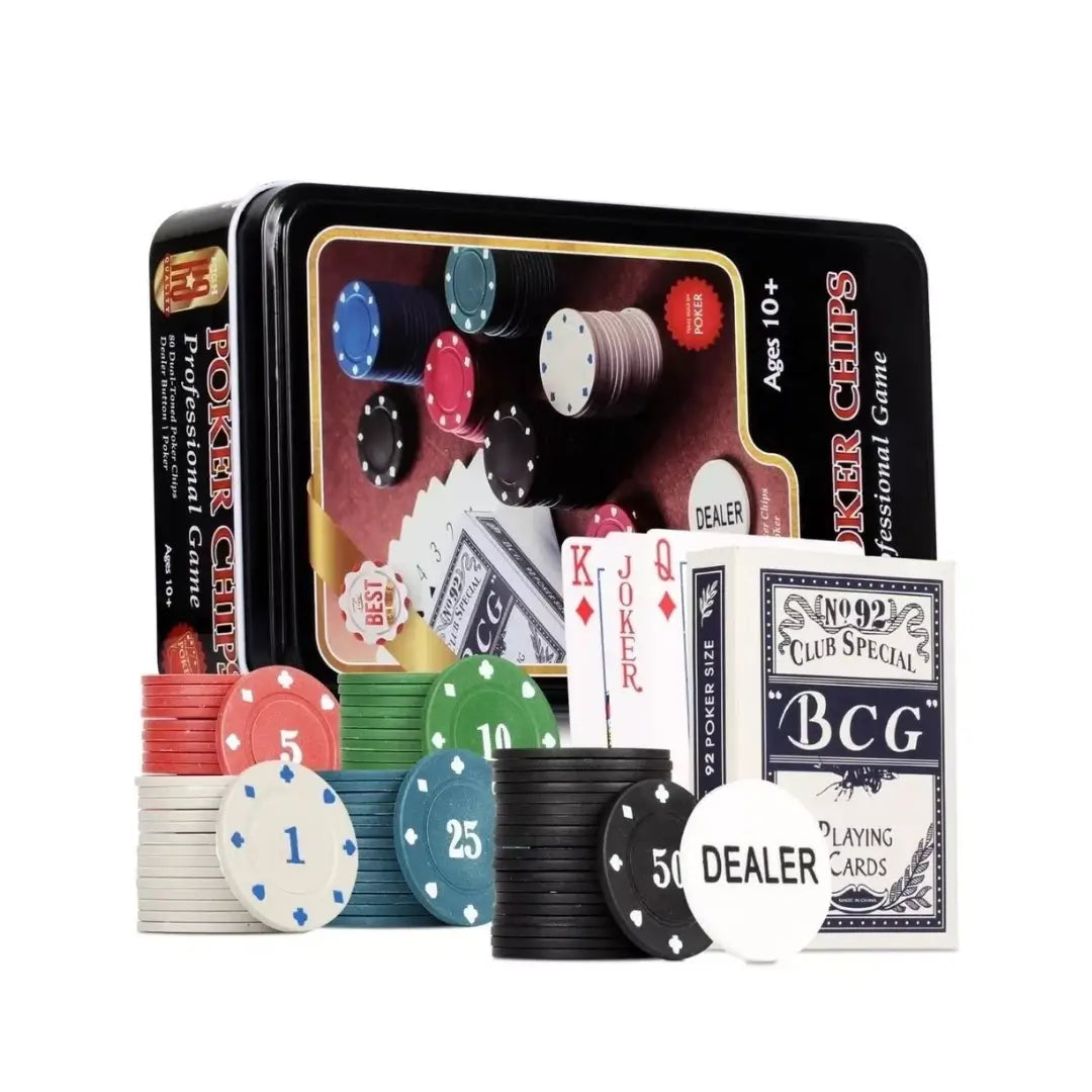 Juego de mesa Casino Poker 80 Chips Caja Metálica