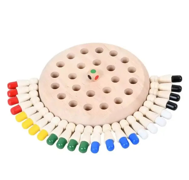 Juego de Memoria Montessori Con Dado - Juego Familiar Fichas de Madera