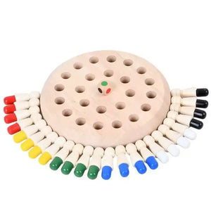 Juego de Memoria Montessori Con Dado - Juego Familiar Fichas de Madera