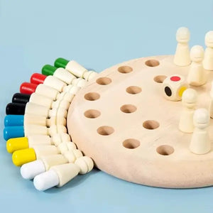 Juego de Memoria Montessori Con Dado - Juego Familiar Fichas de Madera